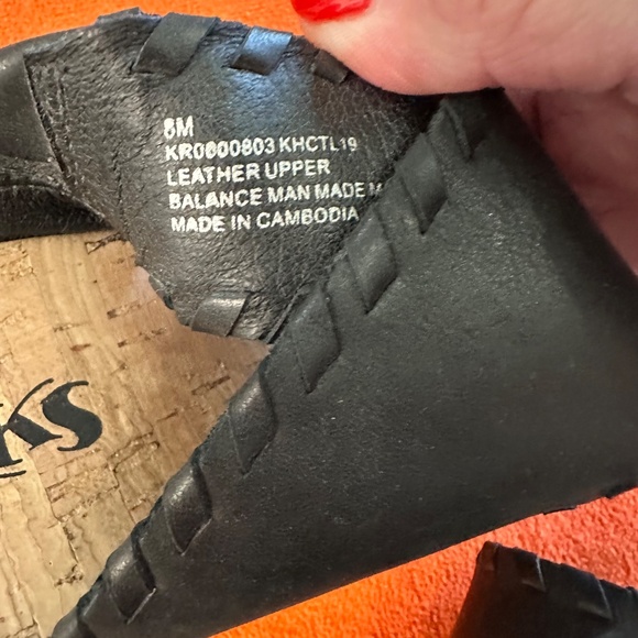 Two Pair! Korks Kendri Cork-Bottom Leather Wedge Sandals, Black and Blue Size 8 - Picture 4 of 7